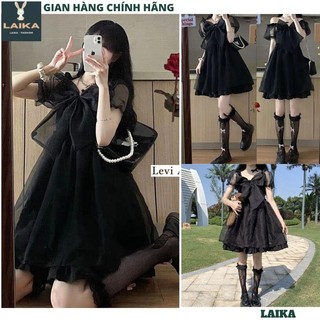 Đầm voan tơ công chúa cổ nơ - Váy xòe tiểu thư baby dự tiệc xòe bồng dễ thương bánh bèo Hàn quốc - LAIKA