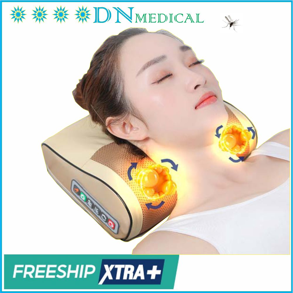 Gối massage cổ vai gáy, máy massage, gối massage hồng ngoại 16 bi cao cấp dùng Pin Sạc SA-G38