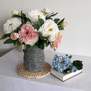  Hoa lụa - Hoa mẫu đơn lụa nhập khẩu cao cấp Size đại 28 lớp 1 bông 1 nụ cao 50cm 