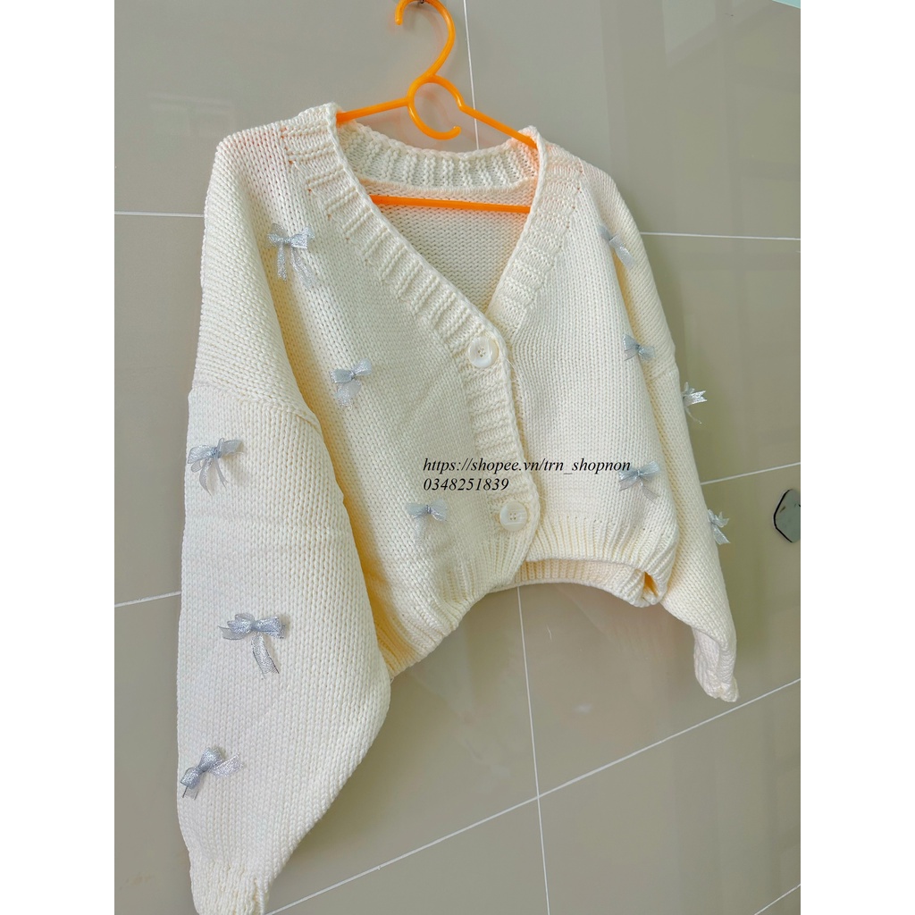 Aó Len Cardigan Croptop nơ