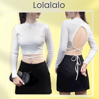 Áo croptop tay dài hở lưng dây cột nhiều kiểu Lolalalo 2023 - Ảnh shop tự chụp