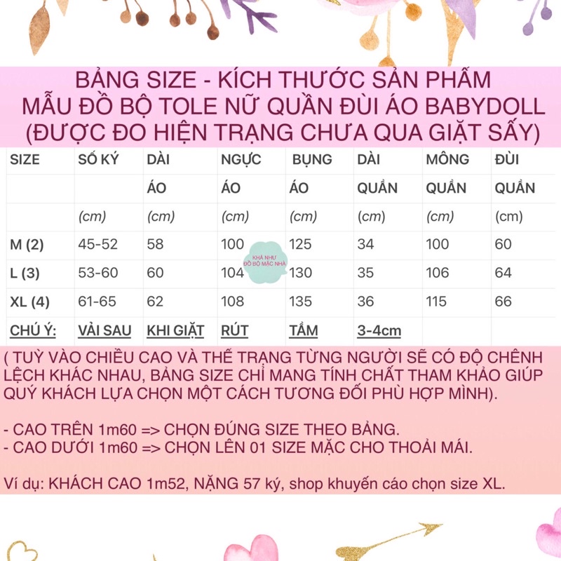 Bộ tole mặc nhà, bộ lanh nữ quần đùi áo babydoll 45-70 ký