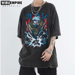Wibu empire | áo thun wash form rộng hatake kakashi | anime naruto - áo phông wash unisex