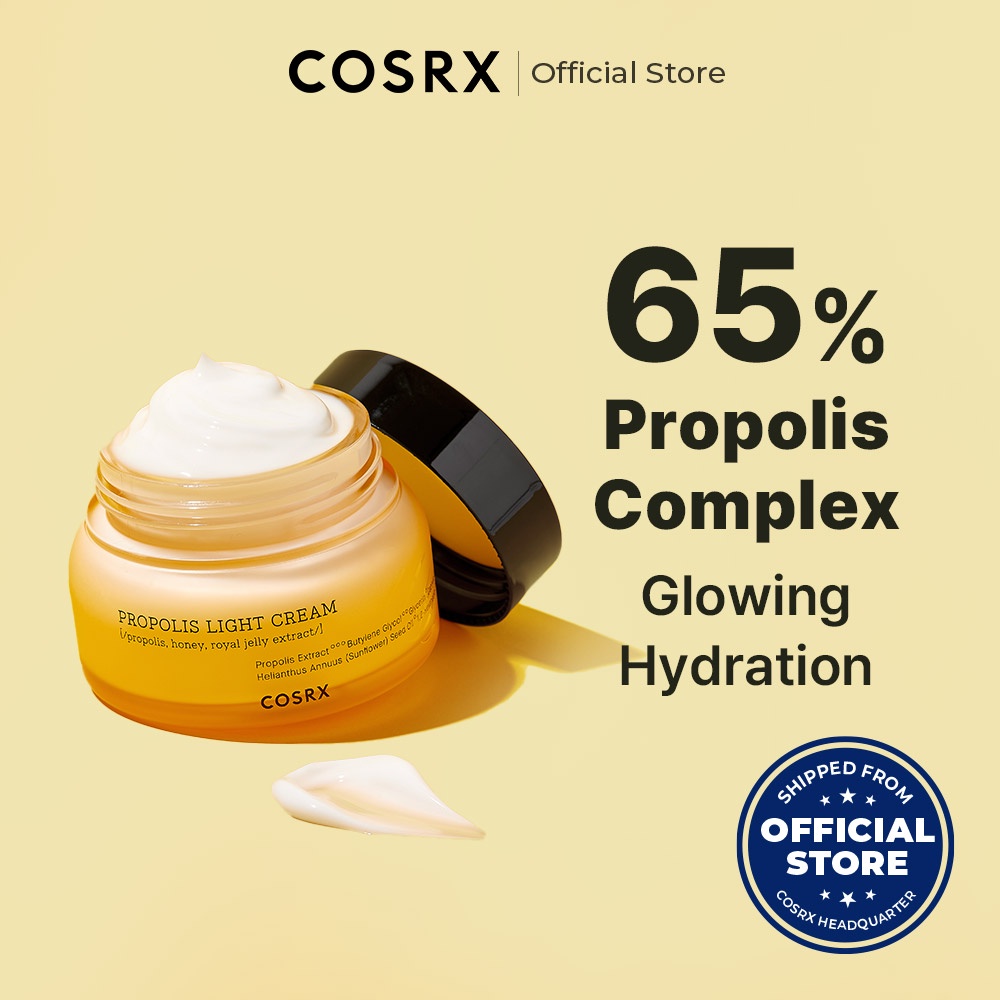 Kem dưỡng ẩm COSRX Propolis Light Cream  65ml chứa thành phần mật ong làm sáng da