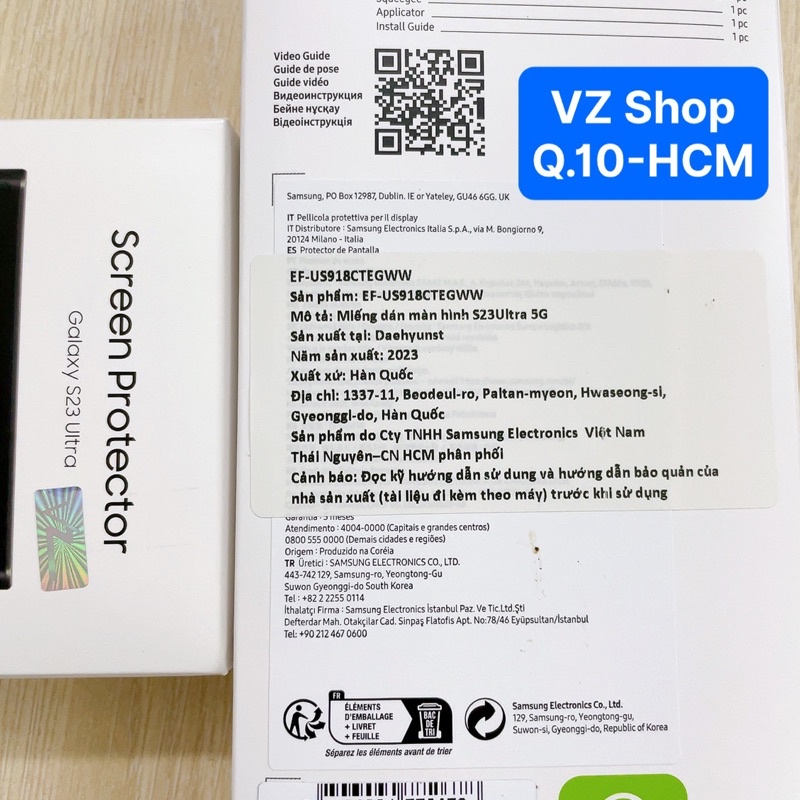 Chính hãng nguyên seal-Combo dán bảo vệ màn hình Screen Protector cho Samsung Galaxy S23/S23+/S23 Ultra