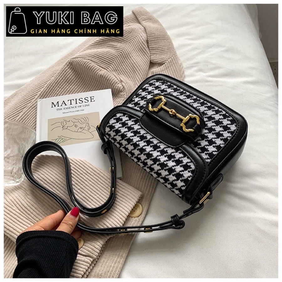 Túi xách nữ đeo chéo,đeo vai,kẹp nách,Họa tiết caro Yuki Bag,đi chơi, đi làm, da đẹp, thời trang cao cấp size 22cm YB118