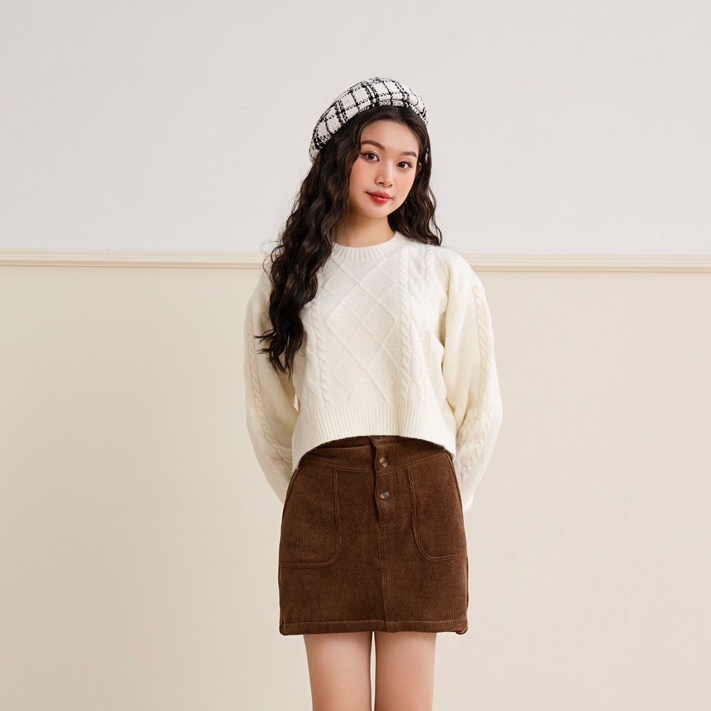 BLEUBIRD Chân váy nhung tăm mịn Brownie Skirt