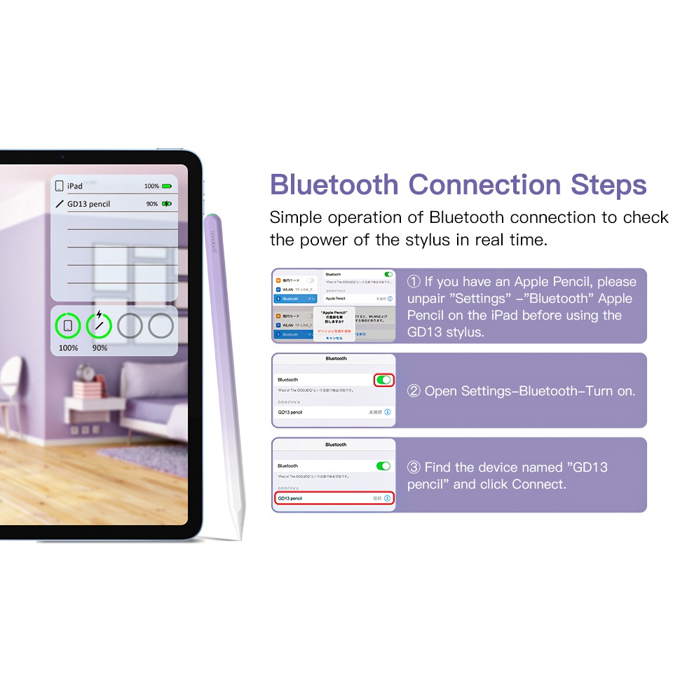 Bút Cảm Ứng GOOJODOQ GD13 Cho iPad Bút Chì Air 4 5 Pro 11 12.9 2018 2020 2021 Mini 6 Lòng Bàn Tay Từ Chối