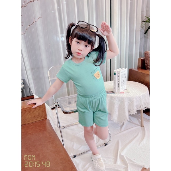 Bộ tăm lạnh thêu gấu cho bé 8-20kg