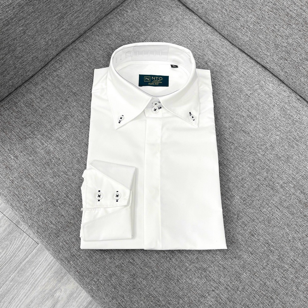 Sơ Mi Nam Vải Hàn Cổ Áo Thiết Kế Bản To Trơn Mịn Không Nhăn Không Phai Không Xù