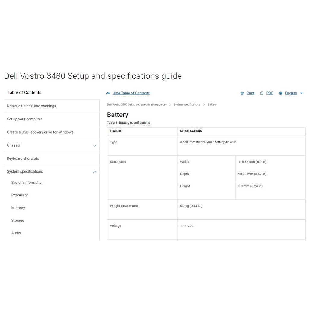 Pin dell Vostro 3480