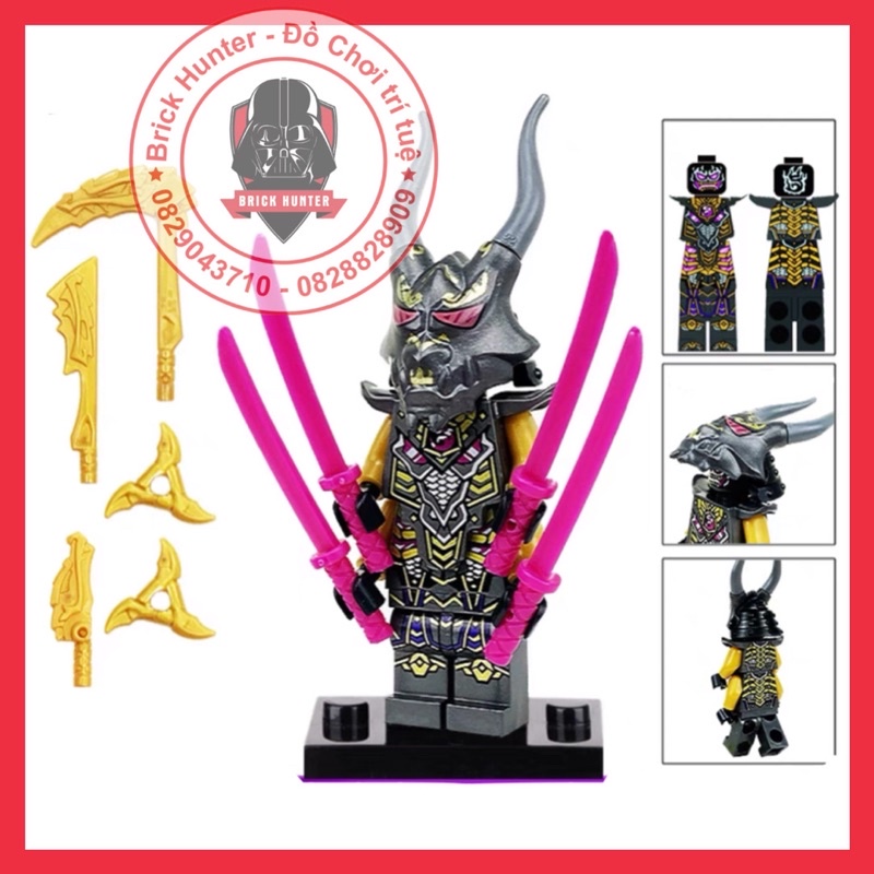 Minifigures Ninja Crystalized Overlord mô hình lắp ráp nhân vật boss phản diện season 15 kèm bộ 4 tứ thần binh khí