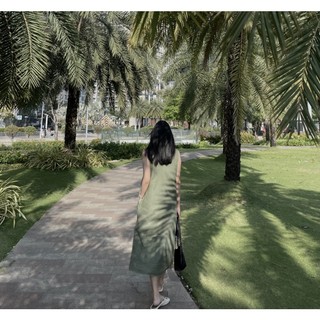 Đầm Maxi dáng suông nữ vải Linen cổ tim trước sau basic [XÍN - Fashion Design]