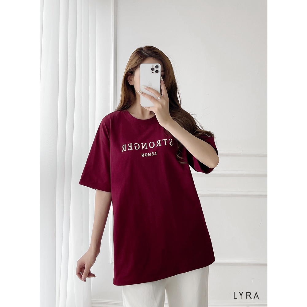 Áo phông STRONGER LEMON LYRA, thun basic cổ tròn trơn in chữ trẻ trung-VSYAP0196