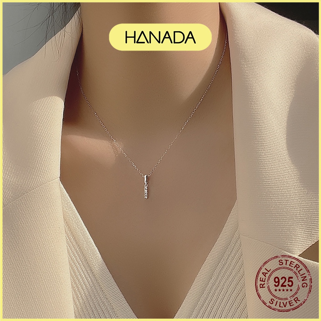 Dây Chuyền Bạc 925 Hanada Vòng Cổ Thanh Dọc Đính Đá 1007 H7