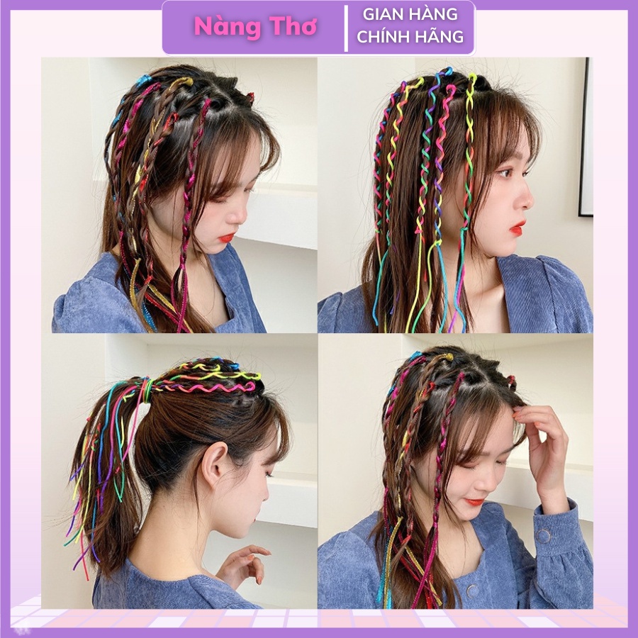 Dây Trang Trí Tóc Bện Dây Nhiều Màu Sắc Cho Nữ Thời Trang Phá Cách
