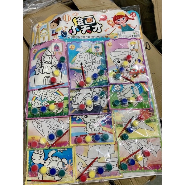 Tranh tô mầu vỉ 12 tranh