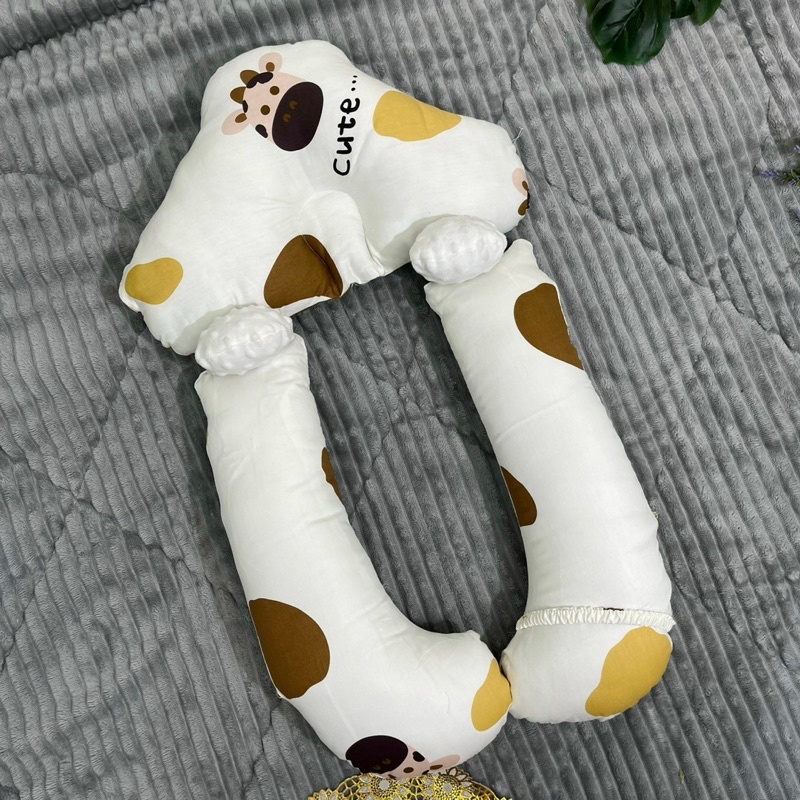 Gối Ôm Cho Bé Chữ U Chống Giật Mình, Chống Méo Đầu Cho Bé Khi Nằm Hình Bò Sữa