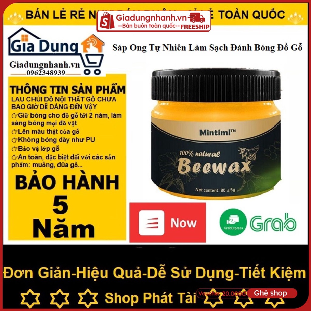 Sáp Ong Tự Nhiên Làm Sạch Bề Mặt Gỗ Tại Nhà - Sáp Dưỡng Tẩy Beewax - Làm Bóng Bề Mặt Sàn Gỗ - Tủ Gỗ - Bàn Ghế Gỗ