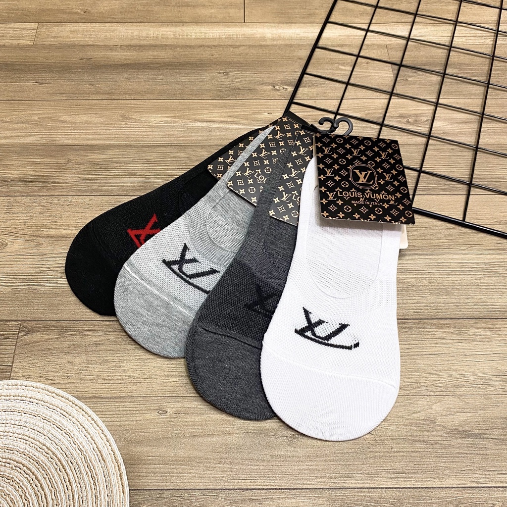 Tất lười nam, tất vô hình, tất nam cố thấp chống trượt phối chữ thời trang - TV17