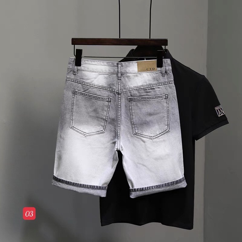 Quần short jean nam rách màu xanh chất bò - quần short jean nam co giãn thời trang cao cấp Luty_shop90 ms234
