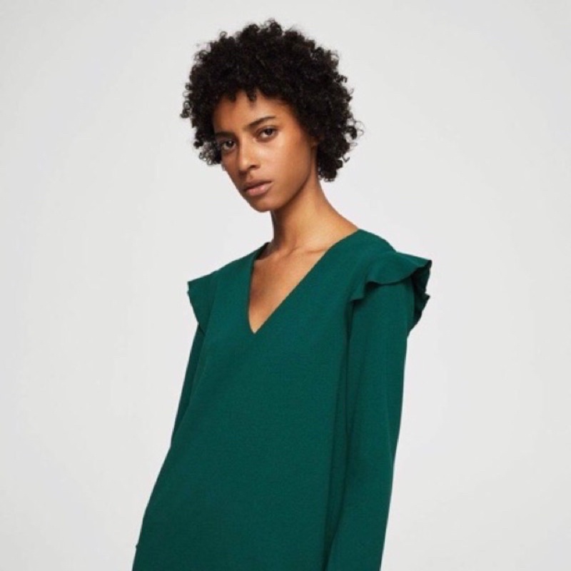 Đầm Si Tuyển Nhật Hàn màu xanh lá xanh két áo cổ lọ kèm chân váy họa tiết xanh lá