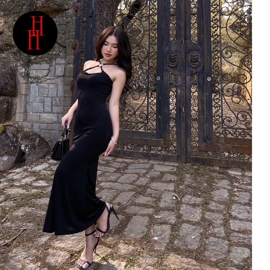 Đầm hai dây ôm body duôi cá màu đen HDT299 Hỉn Hỉn Store