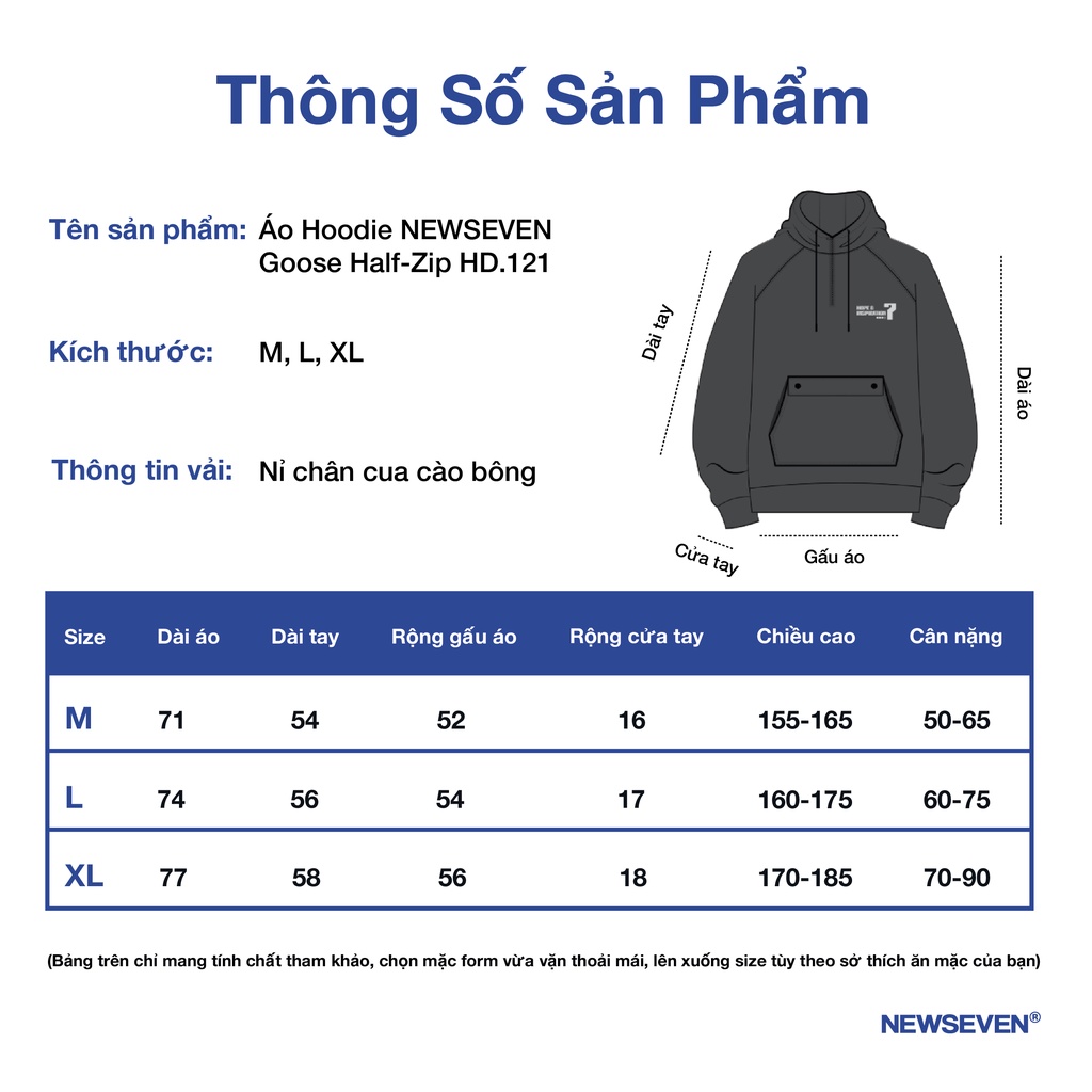 Áo Hoodie NEWSEVEN Goose Half-Zip HD.121