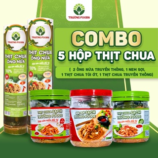 Combo 5 Hộp Thịt Chua Trường Foods 2 Ống Nứa Truyền Thống, 1 Nem Sợi, 1