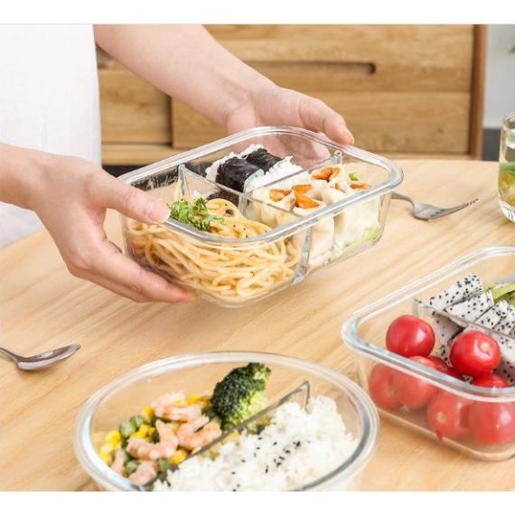 Combo 2 hộp cơm thủy tinh cao cấp 1040ML+620ML đũa và thìa