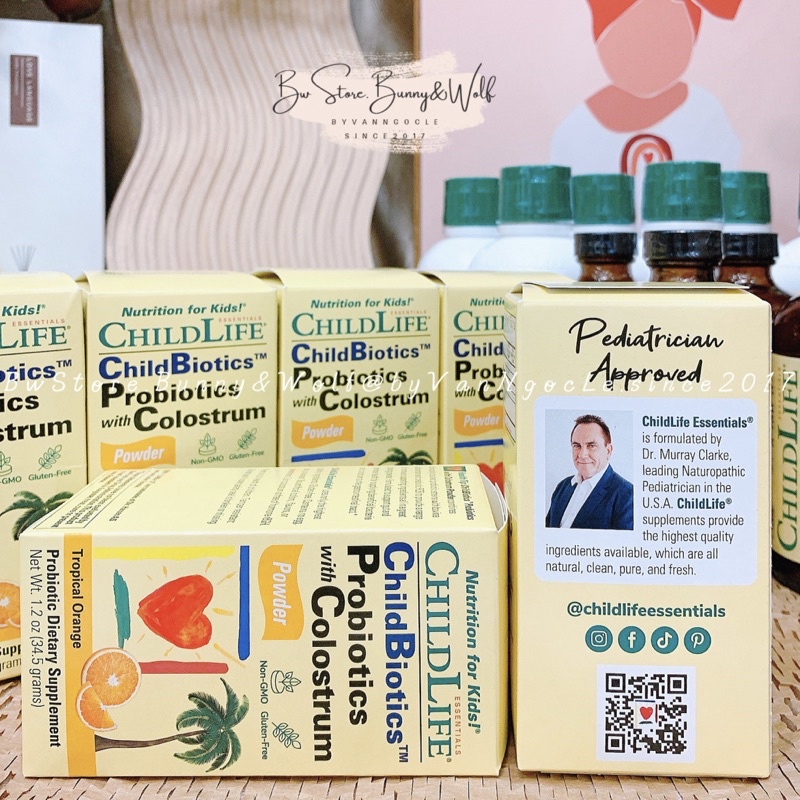Men Vi Sinh Sữa Non ChildLife Probiotics with Colostrum Mỹ cho bé từ 1y [ Hàng Air - Bw Store ]