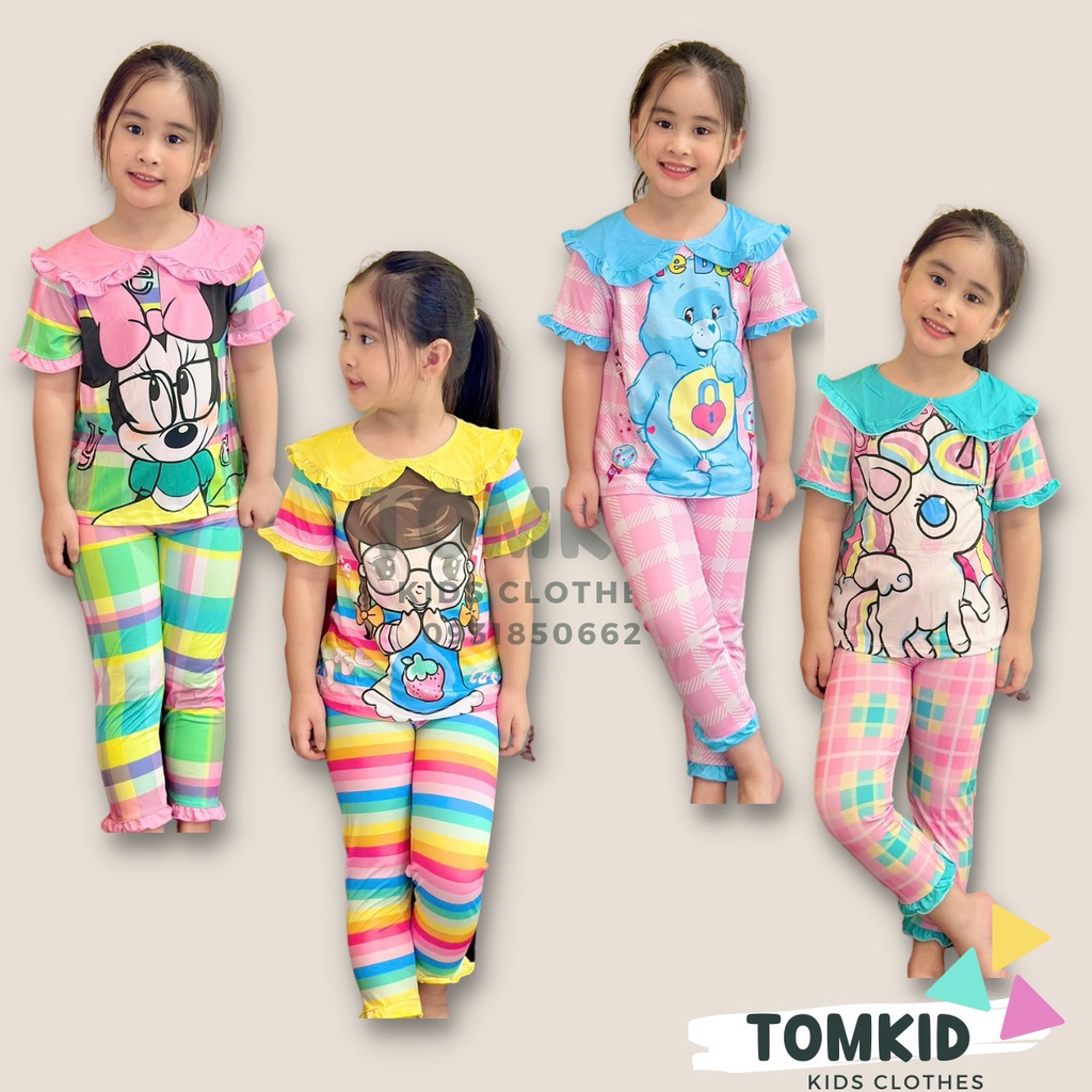 Đồ bộ cho bé gái đồ dài cho bé gái thun lạnh cổ bèo chính phẩm loại 1 co giãn không nhão vải 10-40kg Tomkids