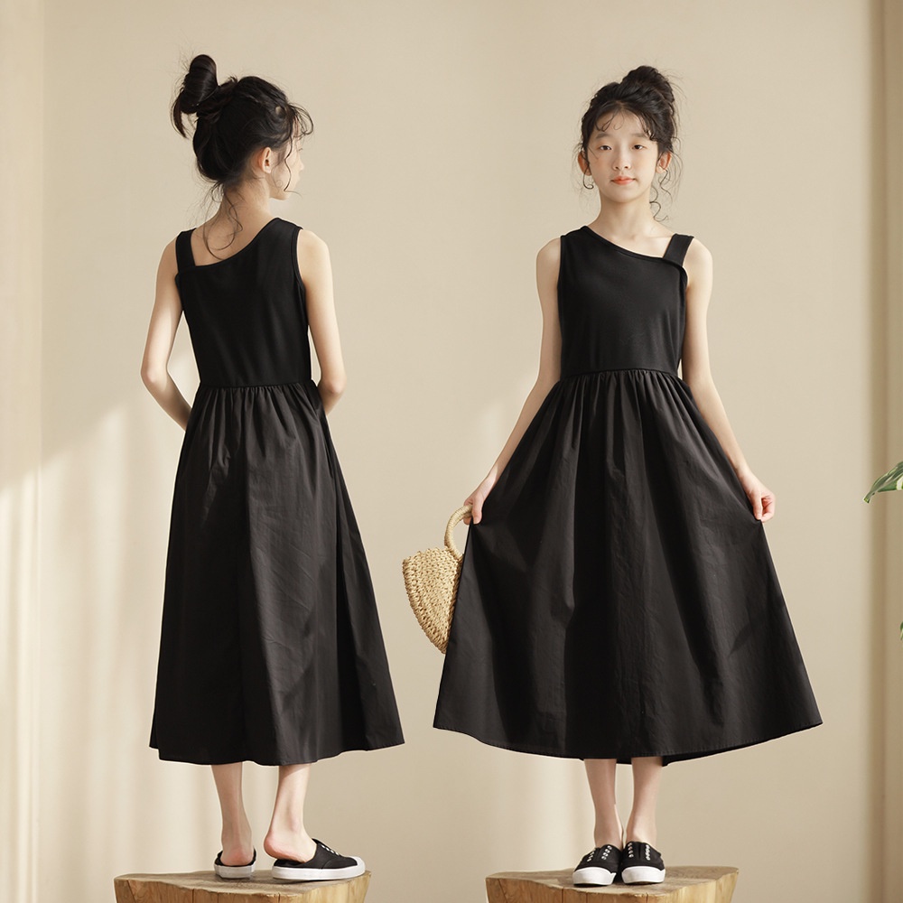 Váy bé gái dáng dài cổ lệch ShinePretty váy size đầm size đại cho trẻ em 5,6,7,8,9,10,11,12 13 14 15 16 tuổi
