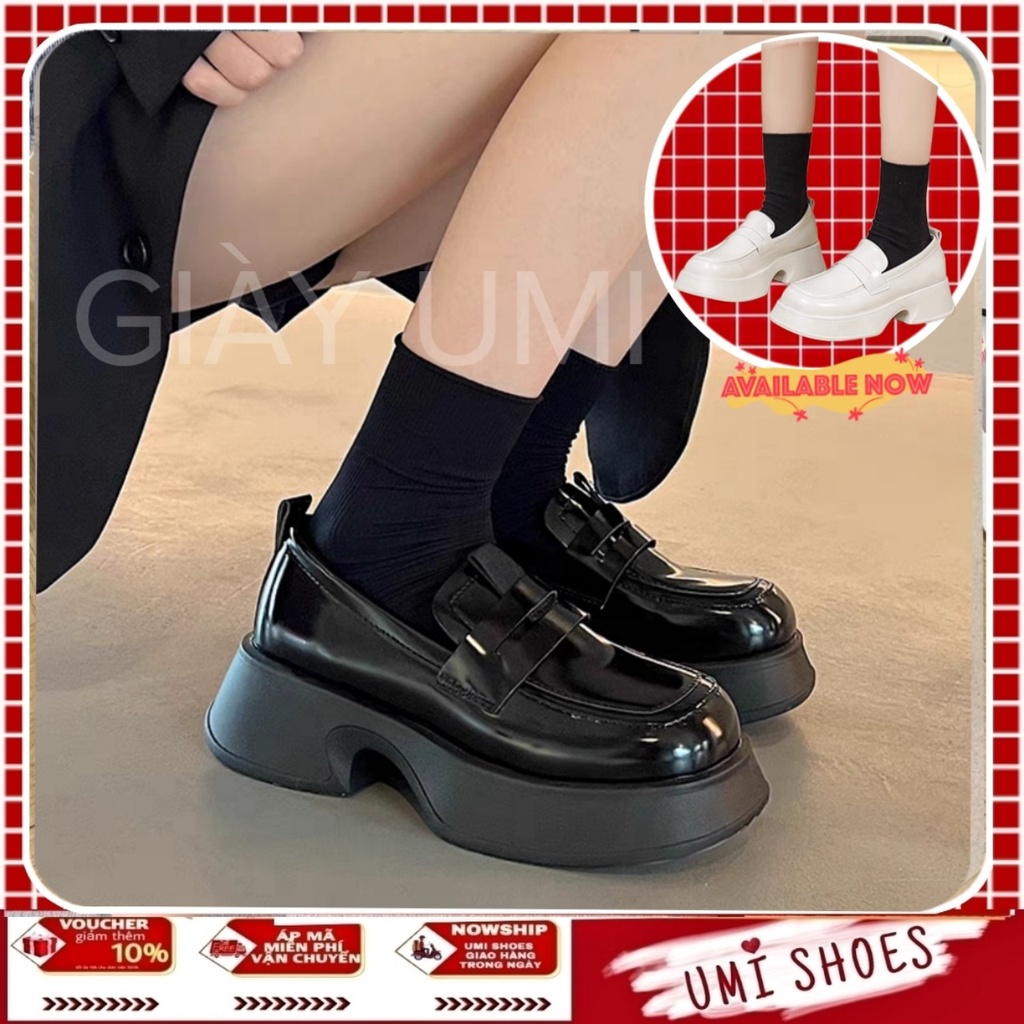 [CÓ SẴN] Giày LOAFER da bóng mũi vuông năng động ôm chân co giãn đế bằng đơn giản trẻ mới hot đẹp hot