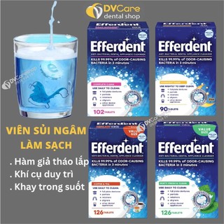 [Hộp] Viên sủi ngâm hàm giả Efferdent, vệ sinh hàm giả tháo lắp, khay chỉnh nha, khí cụ duy trì [dvcareshop]