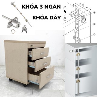 Khóa dây 3 tầng - Khóa 3 ngăn cho học kéo tủ di động