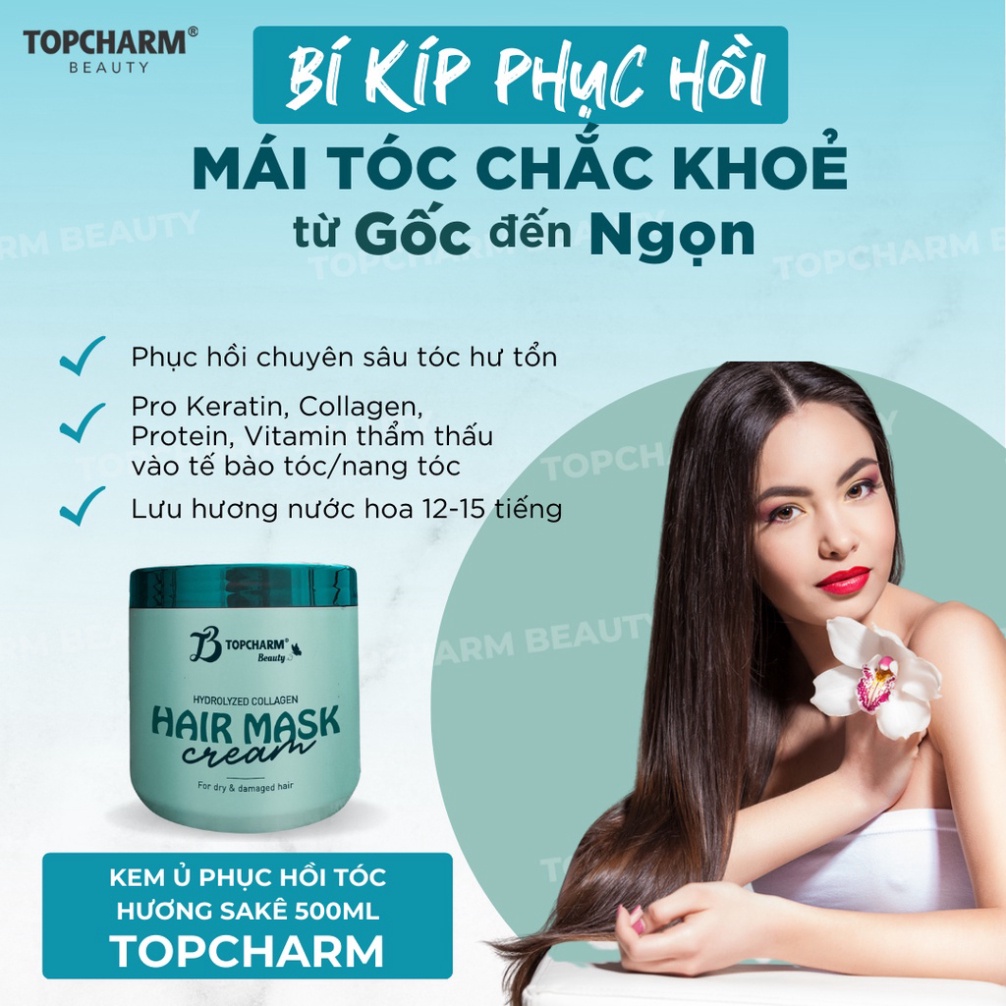 Kem Ủ Tóc TOPCHAMIS 500ml - Giúp Tóc Suông Mượt Vào Nếp Hương Sake