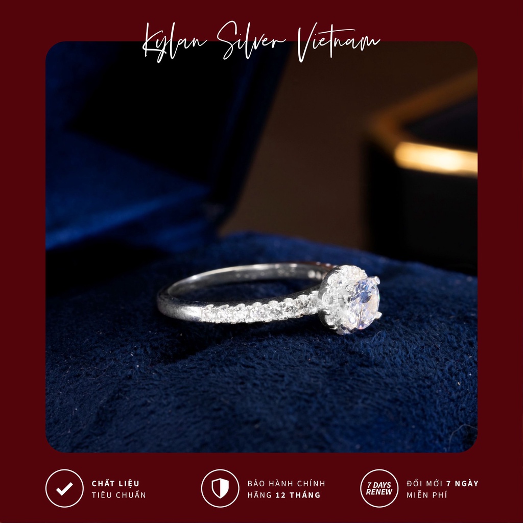 Nhẫn Bạc Nữ Kylan Silver Halo Kim Cương Nhân Tạo KL0103