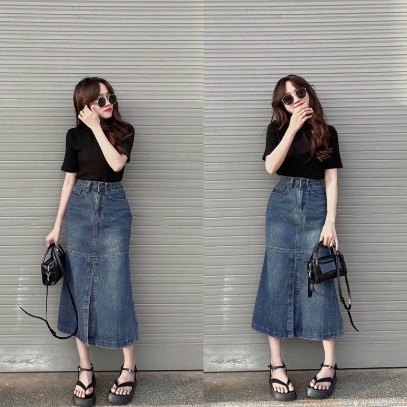Chân váy jean đuôi cá xẻ trước Hari GenZ Cv9365_9782