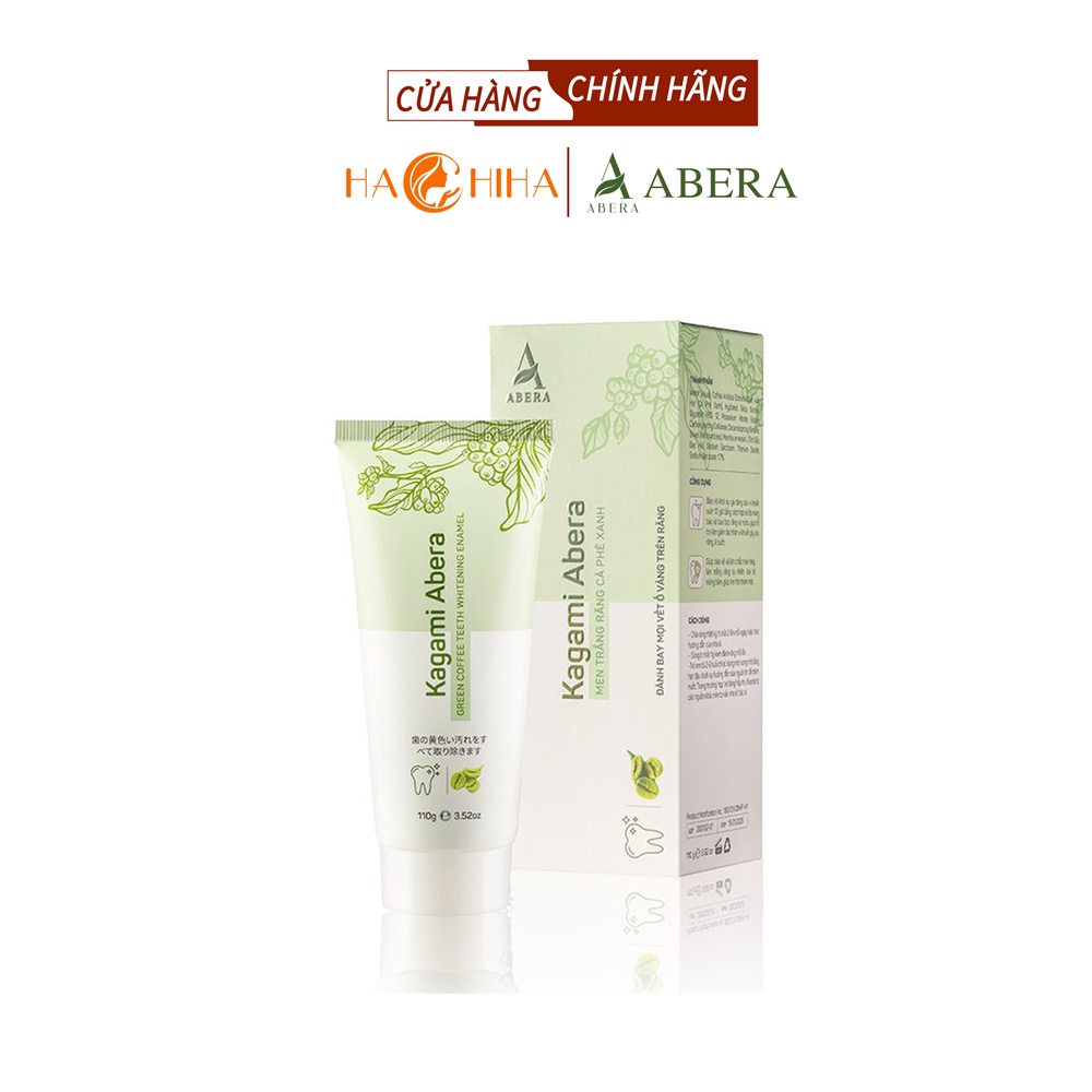 Men Trắng Răng Cà Phê Xanh Kagami Abera 110g - Loại bỏ ngay mọi vết ố vàng, mảng bám, cao răng hiệu quả