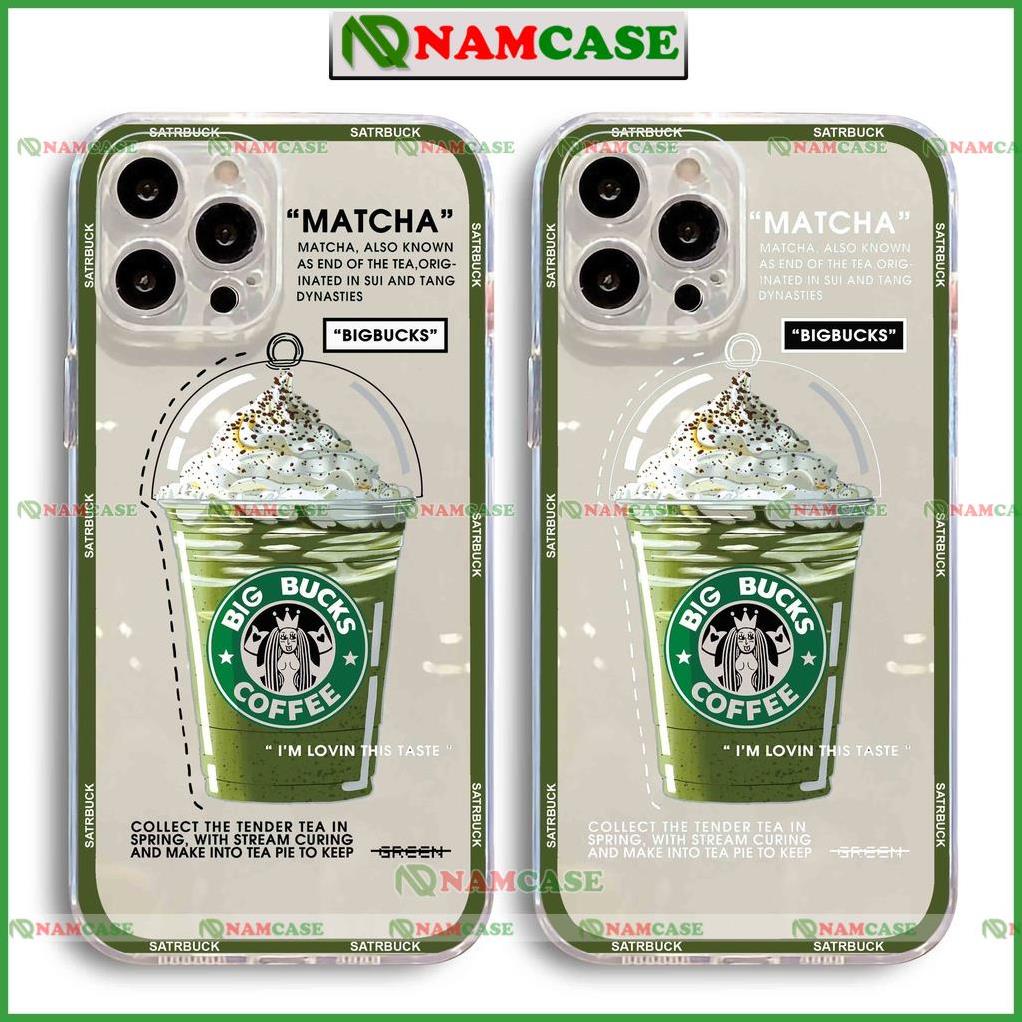 Ốp lưng iphone trà sữa starbuck cạnh vuông chống sốc silicon trong bảo vệ cam ip 6/6s/7/8/X/XS/11/12/13/14 Pro Plus Max