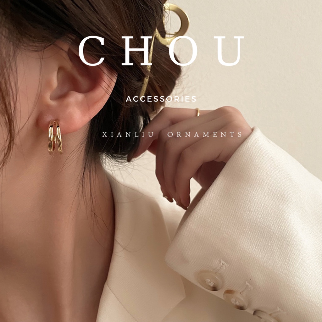 Bông Tai, Khuyên Tai Chữ C 2 Lớp | CHOU ACCESSORIES |