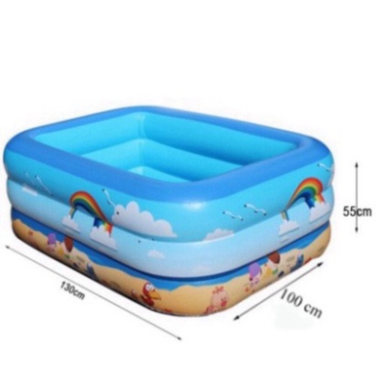 Bể bơi cho bé, hồ bơi trẻ em loại dày hình chữ nhật 1m2, 1m3 , 1m5, 1m8, 2m1