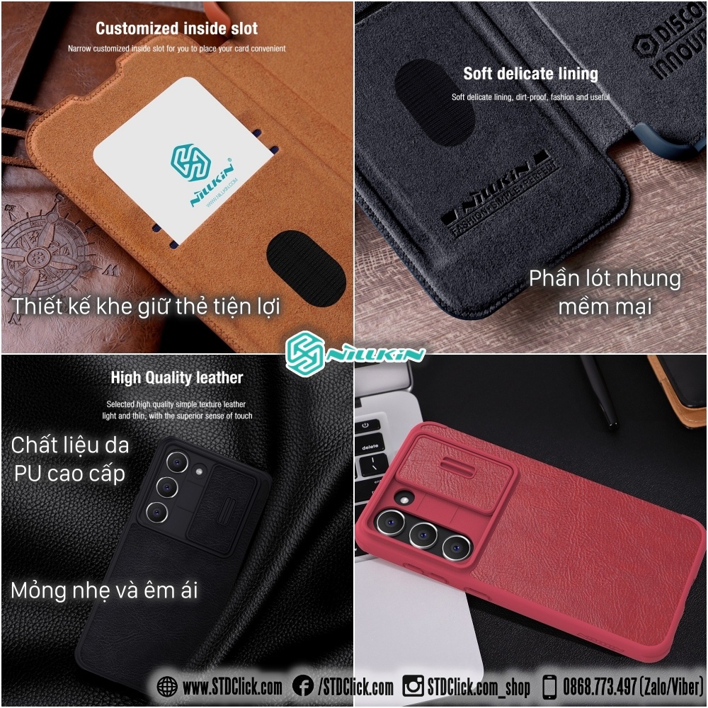 BAO DA SAMSUNG GALAXY S23 PLUS 5G  NILLKIN QIN PRO BẢO VỆ CAMERA CHÍNH HÃNG HÀNG CHUẨN