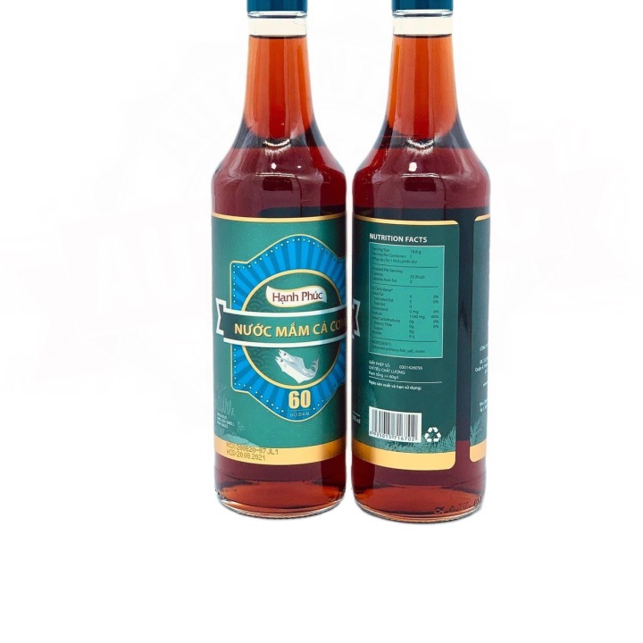 (NƯỚC MẮM NẤU BẾP) ( 02 Chai) Nước Mắm Hạnh Phúc 60 Độ Đạm Chai 500ml