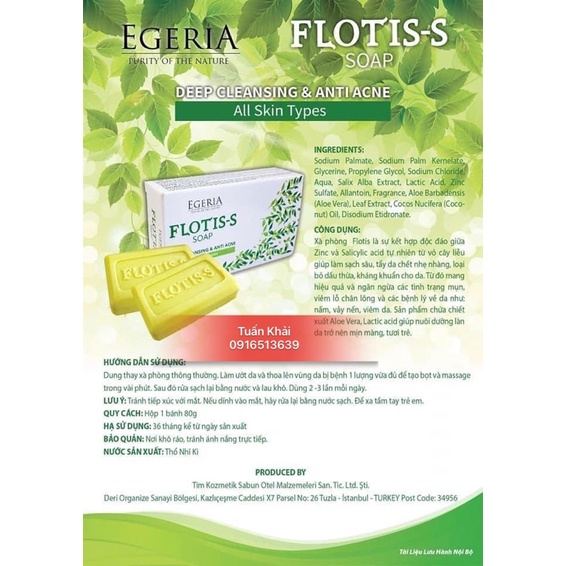 XÀ PHÒNG HỖ TRỢ GIẢM MỤN EGERIA FLOTIS - S SOAP