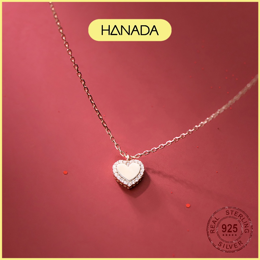 Dây chuyền Hanada Trái tim viền đá 0179 F10