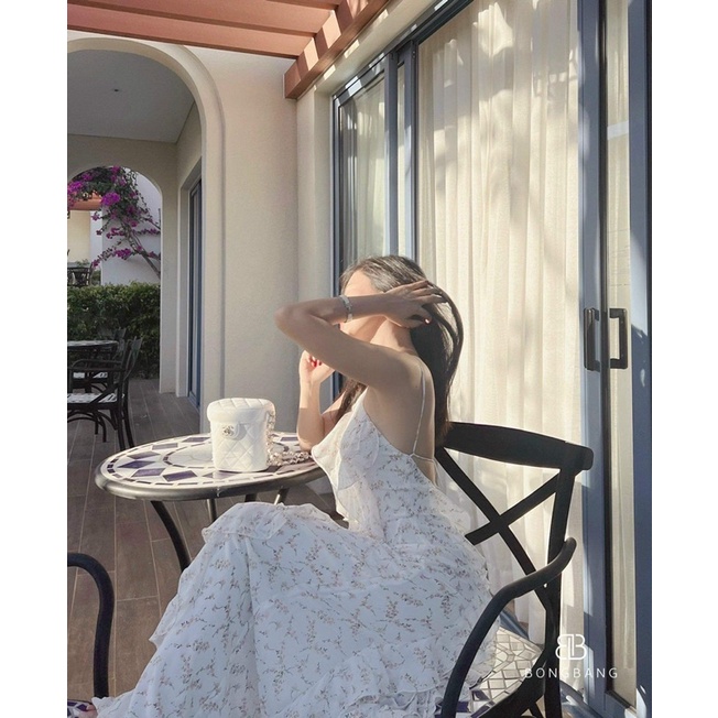 Đầm lụa bèo hoa nhí cổ yếm Wabisabi N2002