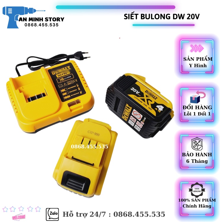 Máy Siết BuLong Dw CAO CẤP - 20V Không Chổi Than - Máy Có 3 Đèn Led