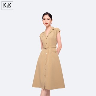 Đầm sơ mi công sở phối đai eo k&k fashion kk120-21 chất liệu carolan cao cấp